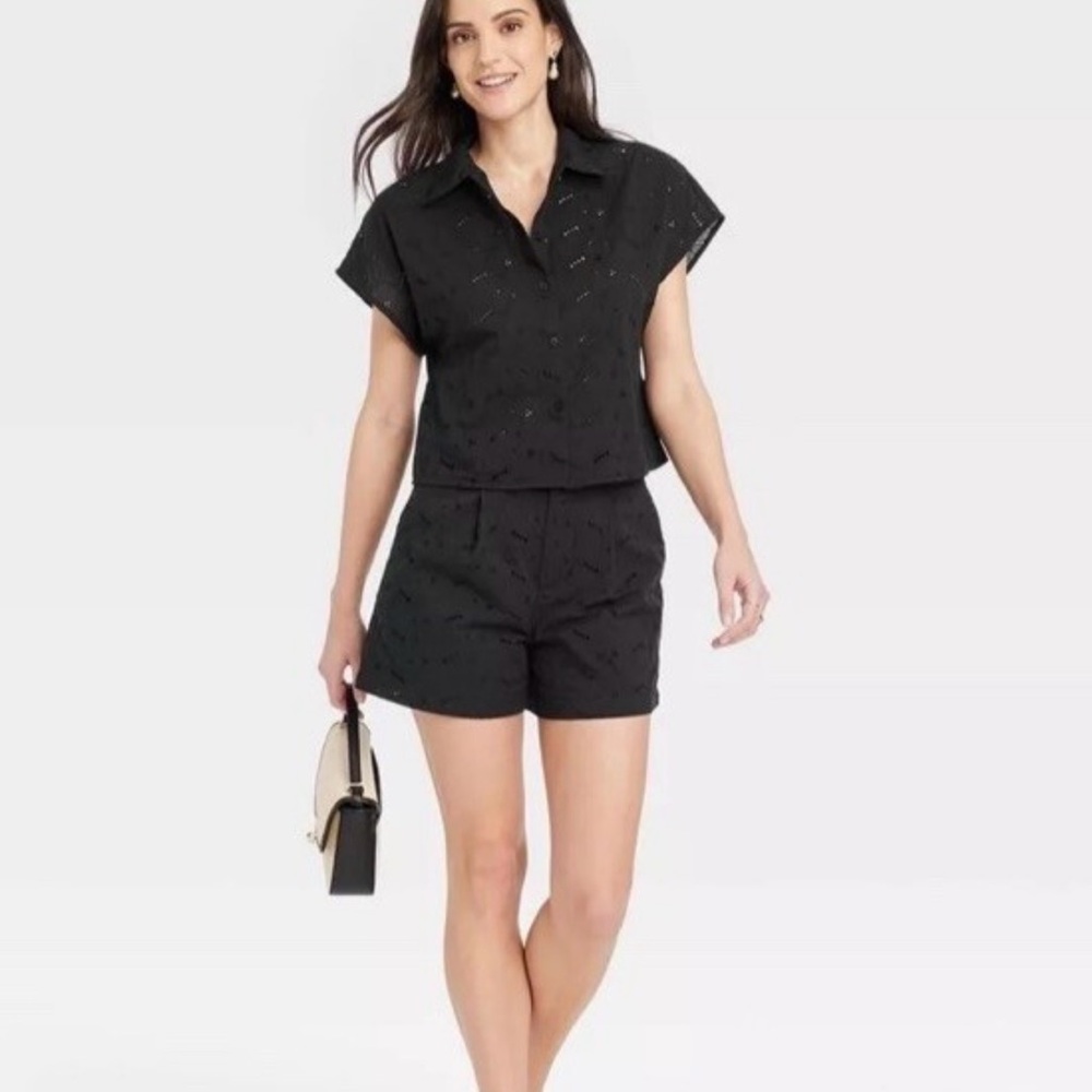 A New Day Eyelet Button Down Top